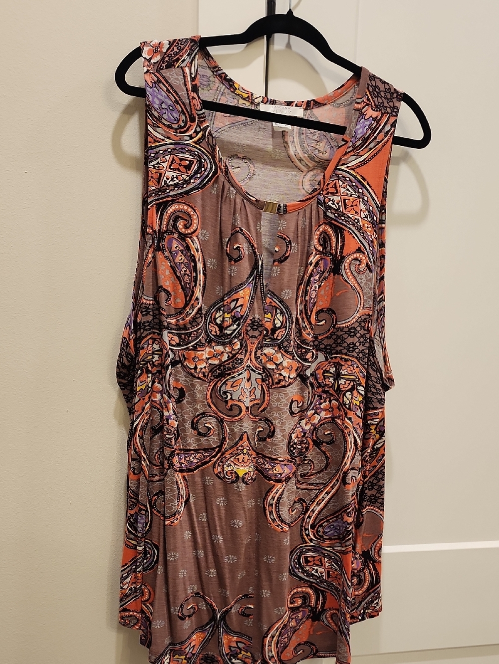 VENUS Paisley Print Sleeveless Tank Top in Orange, Purple & Brown